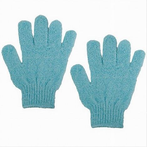 Cleafe - Set 2pezzi Guanti Di Crine Per Doccia Bagno Esfoliante Pelle Corpo Azzurro 79724 - (1/2)