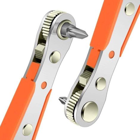 Lntyq Cliquet Tournevis Magnétique, Mini Clé à Cliquet 1/4, Entraînement 1/4" à Couple Elevé, Mini Tournevis Décalé Réversible à Cliquet, Outils de Réparation de Poche Multifonctions (1/5)