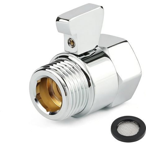 Duschkopf-Absperrventil, 1/2 Zoll Messing-Eckventil, Ersatzteil, G 1/2 polierter Chrom-Absperrhahn für Duschköpfe und Duscharme (1/5)