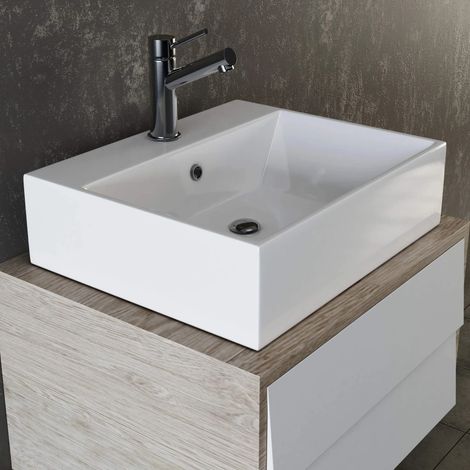 VILSTEIN© Keramik Waschbecken Hängewaschbecken Aufsatzwaschbecken Waschtisch weiß