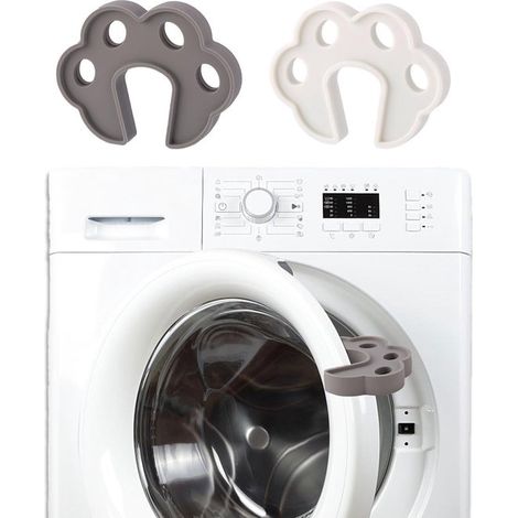Allecto，Tope de puerta para lavadora，Tapón de silicona para puerta，Blanco y gris，Soporte para lavadora y secadora，2 piezas (1/5)