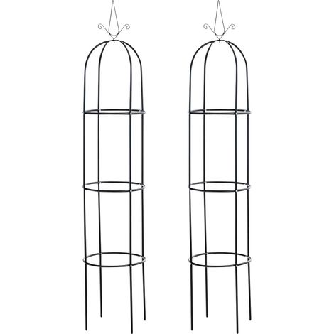 Rosensäule Romantika, Obelisk, Höhe 190 cm, Ø 38cm schwarz 2er Set