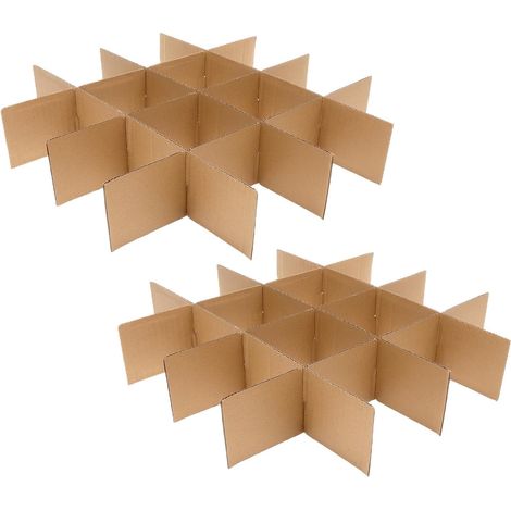 Deux cloisons complètes en carton (12 pièces au total), séparateurs en carton solides, adaptés pour les cartons de déménagement, les verres, les boîtes en verre, la vaisselle et les vitrines. Matériau (1/5)