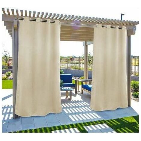 Rideaux d'extérieur Jardin Patio Gazebo Rideaux occultants Coupe-vent Protection UV Résistant à la moisissure Rideaux isolés avec boutonnières 132,1 x 213,4 cm 2 panneaux Beige (1/4)