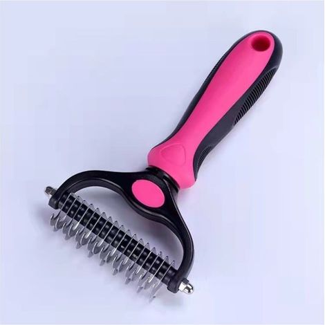 (Large Size Rose Red)1 Piece Pet Knotting Comb, Double Sided Knotting Comb for Removing Floating Hair and Broken Hair, Dog Comb, Double Hook Knotting Knife, Cat Hair Removal Comb (1/3)