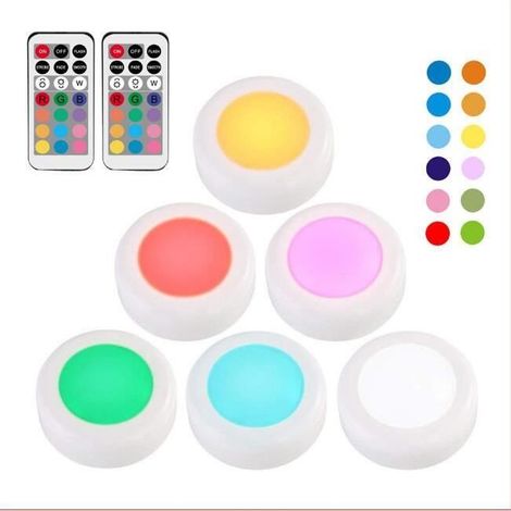 Lampe - RGB - Veilleuse Télécommandée - 6 Pack - Éclairage Dimmable - Installation Facile (1/4)