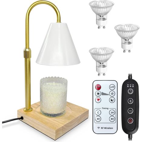 Lampe chauffe-bougie, lampe parfumée avec minuterie et variateur, lampe parfumée à hauteur réglable, cadeau pour maman pour bougies parfumées, maison, chambre à coucher, décoration (blanc) (1/5)