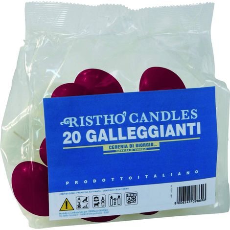 Cereria Di Giorgio Candele Galleggianti Ø 4,5 cm H. 2,7 cm (20 pz) - Bordeaux (1/2)