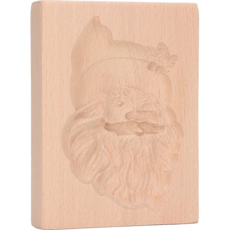 Emporte-pièce en bois sculpté, moule à biscuits en forme de Père Noël, presse à biscuits en pain d'épice, tampon à gaufrer (1/5)