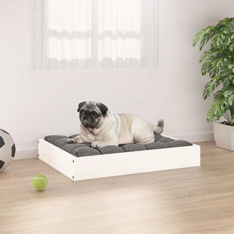 Lit pour chien Blanc 61,5x49x9 cm Bois de pin solide (1/5)