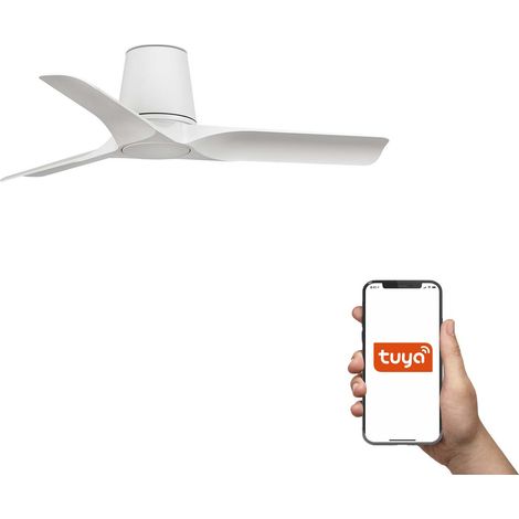 Faro Hey Tube Petit ventilateur de plafond à 3 pales blanc mat, système intelligent Tuya (1/5)