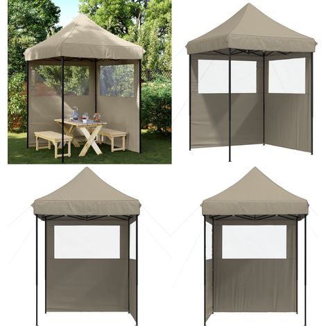 Partyzelt Faltbar Pop-Up mit 2 Seitenteilen Taupe - Pop-Up Zelt - Faltzelt (1/5)