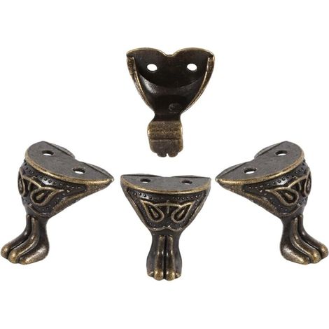 4pcs Small Decorative Corner Legs for Jewelry Box,Small Decorative Corner Legs for Jewelry Box,Antique Brass Box Feet with Screws for Jewelry Chest,Wooden Storage Box (1/5)