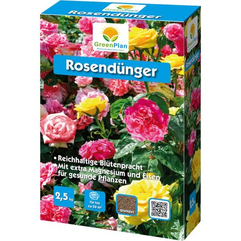 Greenplan Engrais pour roses 2,5 kg Engrais pour fleurs Engrais pour la floraison Engrais pour parterres Engrais pour balcons