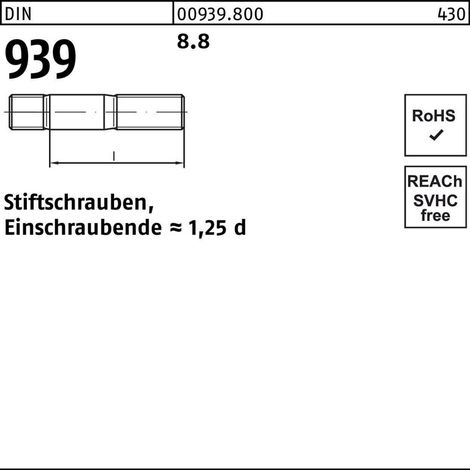 Stiftschraube M8x45 schwarz UNIVERSAL 939845B (1/2)