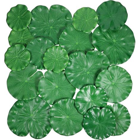 Lot de 20 feuilles de lotus artificielles, nénuphars flottants, plantes réalistes, feuilles de nénuphar artificielles pour jardin, étang, aquarium, piscine et décoration de paysage (1/5)