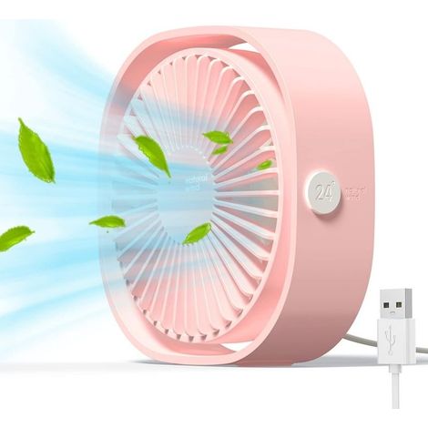 (Rose)Mini Ventilateur Portable Silencieux 3 Vitesses Réglable Alimenté par USB, pour la Maison et le Bureau (1/5)