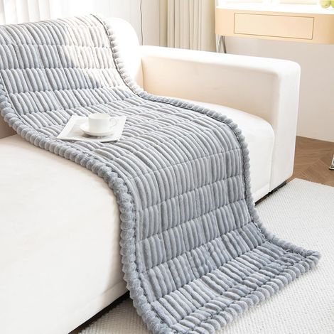 Coussin de Canapé Doux en Peluche Gris Clair, Antidérapant et Lavable, Protection de Canapé pour Salon (1/5)
