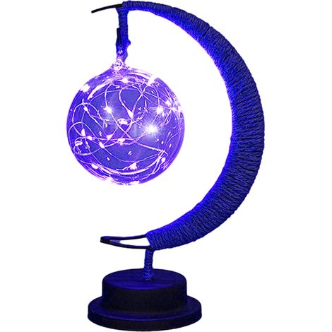 Lampe de style LED, veilleuse en fer, lampe lune magique 3D, lampe Ramadan LED, veilleuse étoile et lune, lampe décorative (lumière chaude)