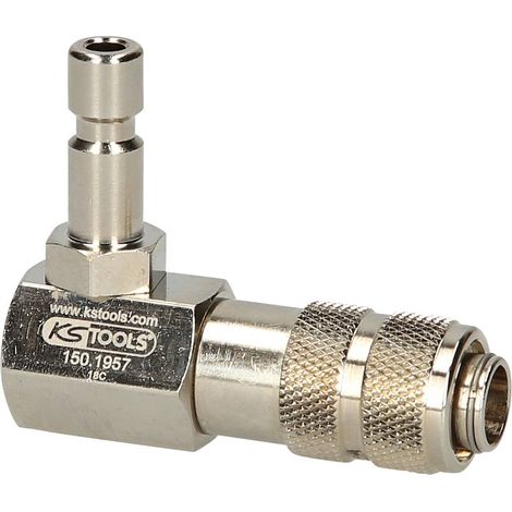 Adaptateur à baïonnette du système de refroidissement de KS Tools, coudé à 90 (1/4)