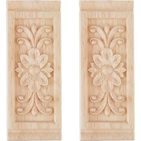 piezas de apliques rectangulares con flores para muebles，apliques de madera tallada，apliques decorativos para esquinas，160x6x10 mm (1/5)