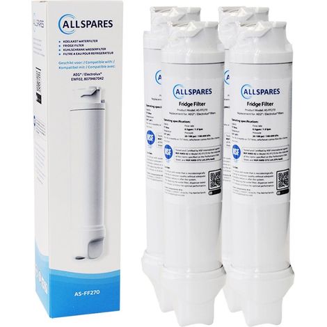 Filtro de agua AllSpares (4 unidades) para frigorífico compatible con AEG-Electrolux EWF02 / 8079467042 (1/2)