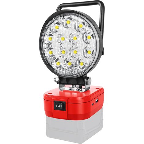 42W Lampe LED rechargeable pour 18V, 4200 lm lampe de secours avec interrupteur et projecteur de travail USB type C pour garage camping chantier pêche (sans batterie) (1/5)