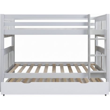 Letto a castello + letto estraibile legno bianco 90x190cm