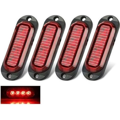Lntyq 4 pcs lampe de feux de position latéraux à led,DC12v/24v 4 leds feu arrière avant,rouge feux de position latéraux à led feux de gabarit pour camion remorque atv suv (1/5)