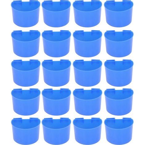20 Pièces Gamelle pour Oiseaux Plastique Abreuvoir Perroquet Mangeoire Set Kit Bleu 11x6cm (1/5)