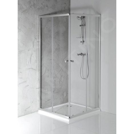 Aqualine Agga - Cabine de douche 80x80 cm, chrome/verre clair HLF808Y (1/5)