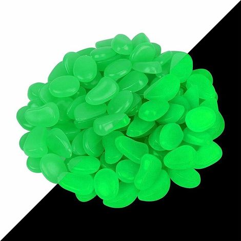 Galets lumineux, 200 galets décoratifs verts lumineux pour l'extérieur : jardin, aquarium, allées, chambre d'enfant (1/5)