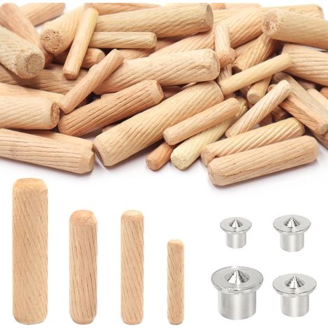 Pièces Tourillon Bois Assortiment Cheville Bois 6mm 8mm 10mm 12mm Goujon avec Centreur Tourillon pour Meubles en Bois Dur Rainuré Bricolage (1/5)