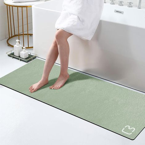 Alfombra extralarga de 40x120 cm, de secado rápido, con base de goma antideslizante, color verde salvia. (1/5)