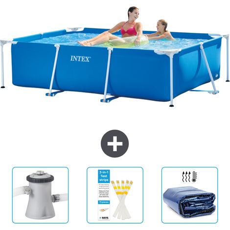 Intex – Piscine hors sol rectangulaire 220x150x60 cm – PVC renforcé – Installation rapide en 30 min – Pompe à filtre 1250L/h incluse