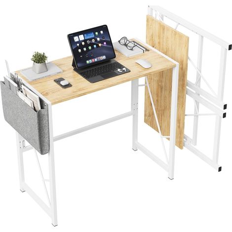 Bureau pliable 80 cm compact cadre solide table de travail pour bureau à domicile (1/5)