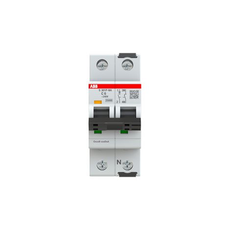Interruttore S301P 25kA 1P+N (Neutro a destra) C 6A - ABB2CDS381103R0064