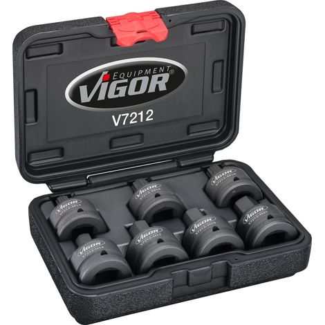 VIGOR Schlagschrauber Schraubendrehereinsatz Satz, 3/4 (20 mm) Vierkant hohl, Innen Vielzahn Profil XZN, Innen Sechskant Profil, 7-tlg., 14 - 21 · M1 (1/3)