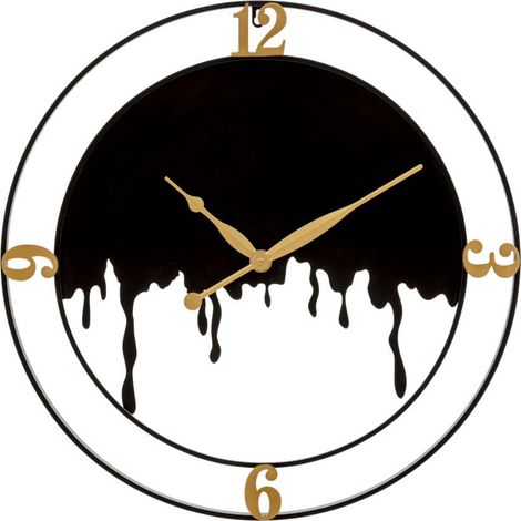 Orologio da parete Splash in ferro nero e oro effetto colata