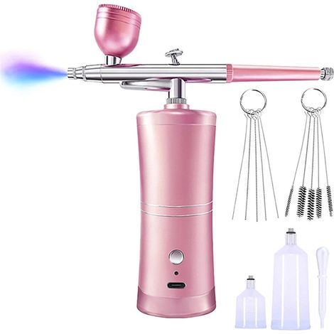 Kit de compresseur aérographe rechargeable, outil de pulvérisation d'air, machine d'hydratation profonde à l'eau et à l'oxygène pour nail art et tatouage (1/5)
