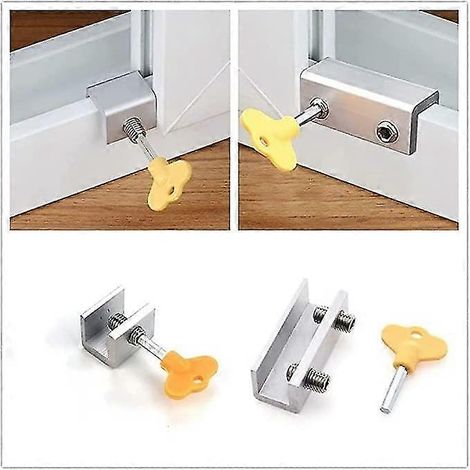 Verrou de sécurité enfant pour fenêtre - Verrou de porte coulissante - Alliage d'aluminium, lot de 5 (1/4)