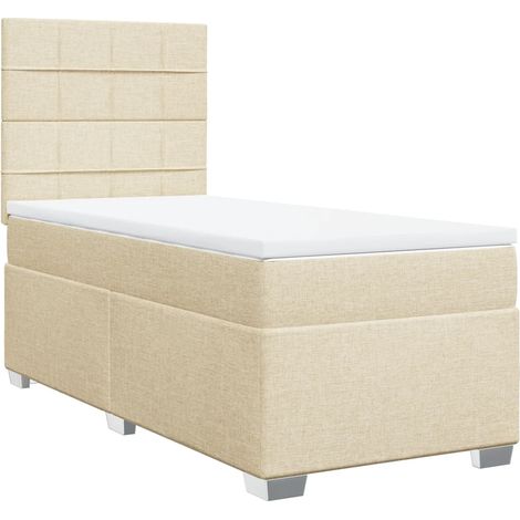Maison Exclusive - Sommier à lattes de lit et matelas Crème 90x190 cm Tissu (1/5)
