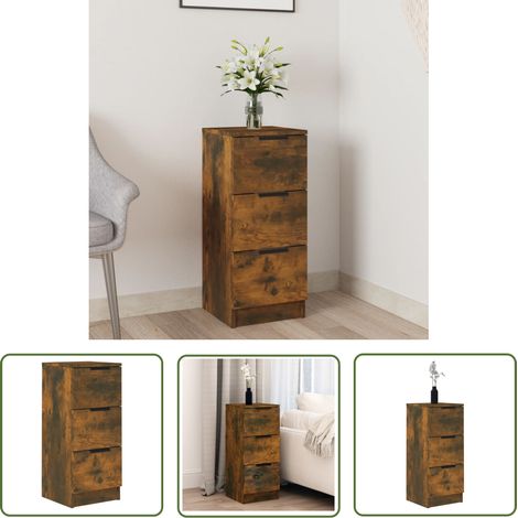 The Living Store Buffet Chêne fumé 30x30x70 cm Bois d'ingénierie - Buffet - Meuble De Rangement - Commode - Bibliothèque - Mobilier (1/5)