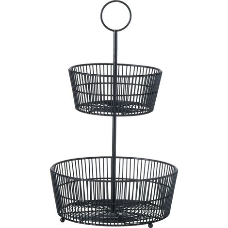 Dekorative schwarze Etagere GEA, zwei Ebenen, H. 44 cm (1/2)