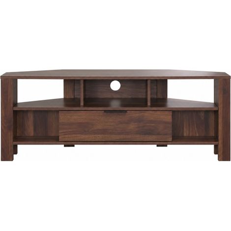 CALICOSY - Meuble TV d'Angle 1 Tiroir Décor Bois - L120 cm