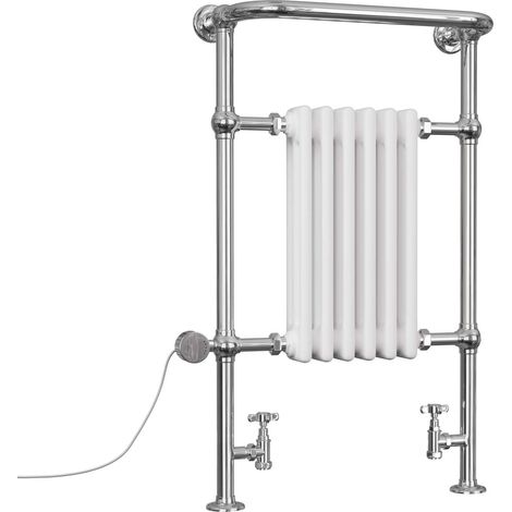 Arundel - White Traditional Dual Fuel Towel Rail H963mm x W583mm Thermostatic - Floor Standing (1/3)