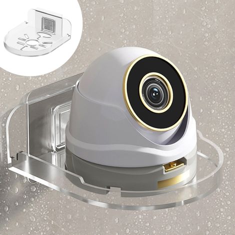 Confezione da 2 supporti a parete senza foratura per telecamere di sicurezza, staffe adesive trasparenti per monitor, telecamere e altoparlanti domestici. (1/4)