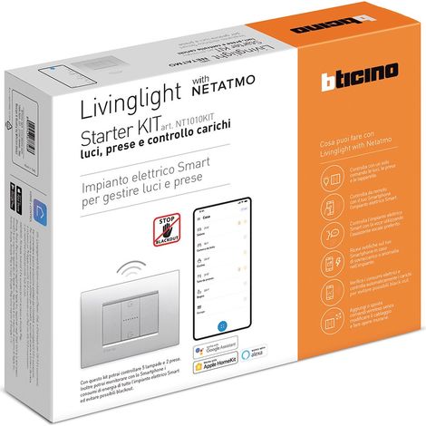 Starter Kit luci living Light antracite per gestione luci e prese Bticino L1010KIT