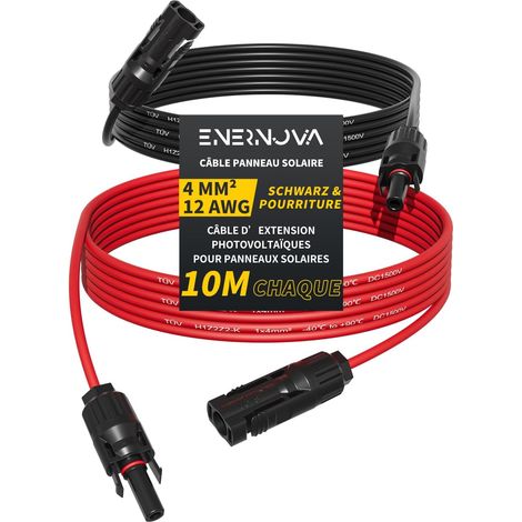 Câble Solaire 4mm²/6mm² 1-50M IP67 pour Panneau Solaire, Câble Solaire 1500V 30/50A, Cuivre Étamé, Isolation PPO Anti-UV, Étanchéité IP67, Raccord Auto-Verrouillable, Montage Facile (1/5)