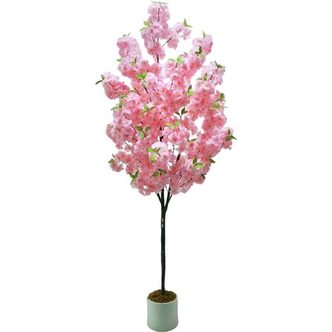 Ciliegio artificiale, design realistico in vaso, senza necessità di manutenzione, palo singolo da 180 cm. (1/2)